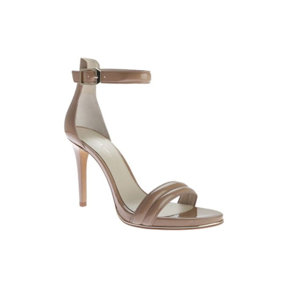 KENNETH COLE Womens Beige Strappy Brooke Almond Toe Stiletto Buckle Sandals 10 M